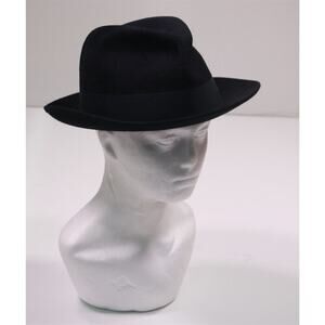 Rockel Vintage Black Felt Fedora Made in Western-Germany 58cm - 7 1/8